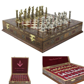 Master Mason Blue Lodge Chess Set - Hand Workmanship Patterns