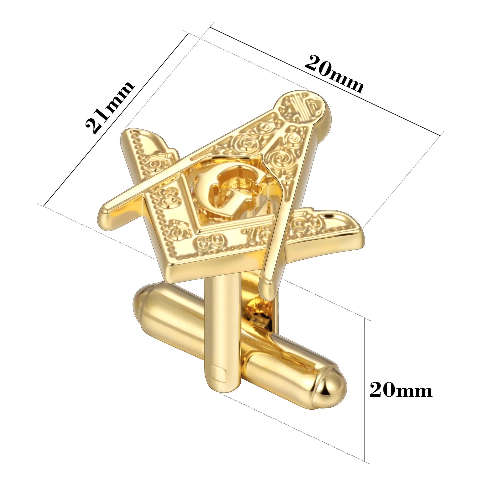 Master Mason Blue Lodge Accessories Set - Gold Cuff Links & Tie Clip - Bricks Masons