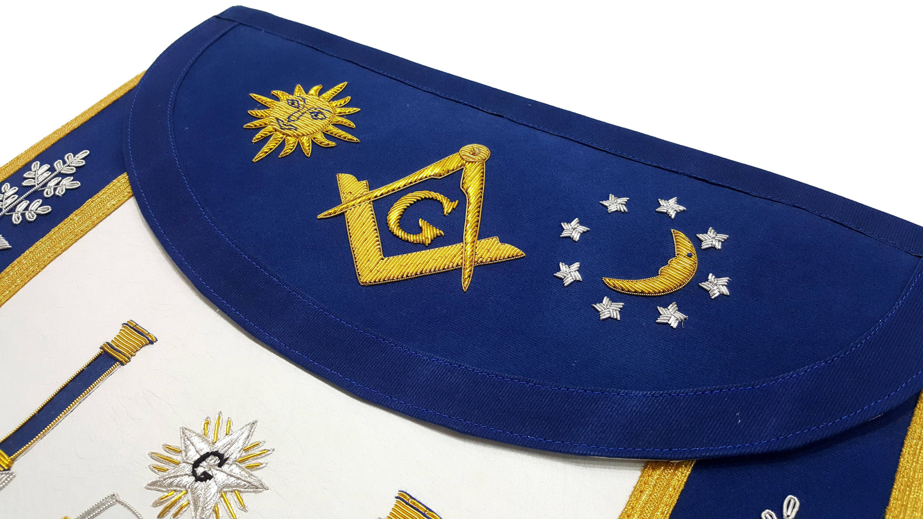 Master Mason Blue Lodge Apron - Altar, Sun, Moon & Pillars - Bricks Masons