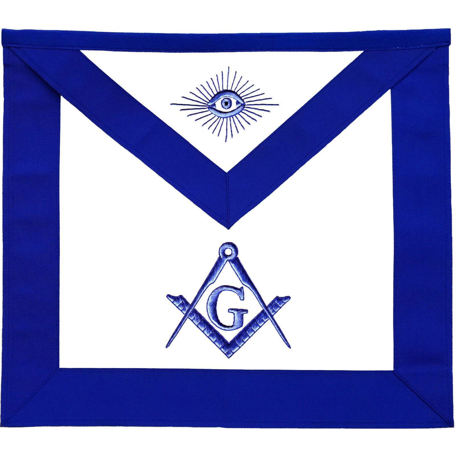 Master Mason Blue Lodge Apron - Square & Compass G Royal Blue - Bricks Masons