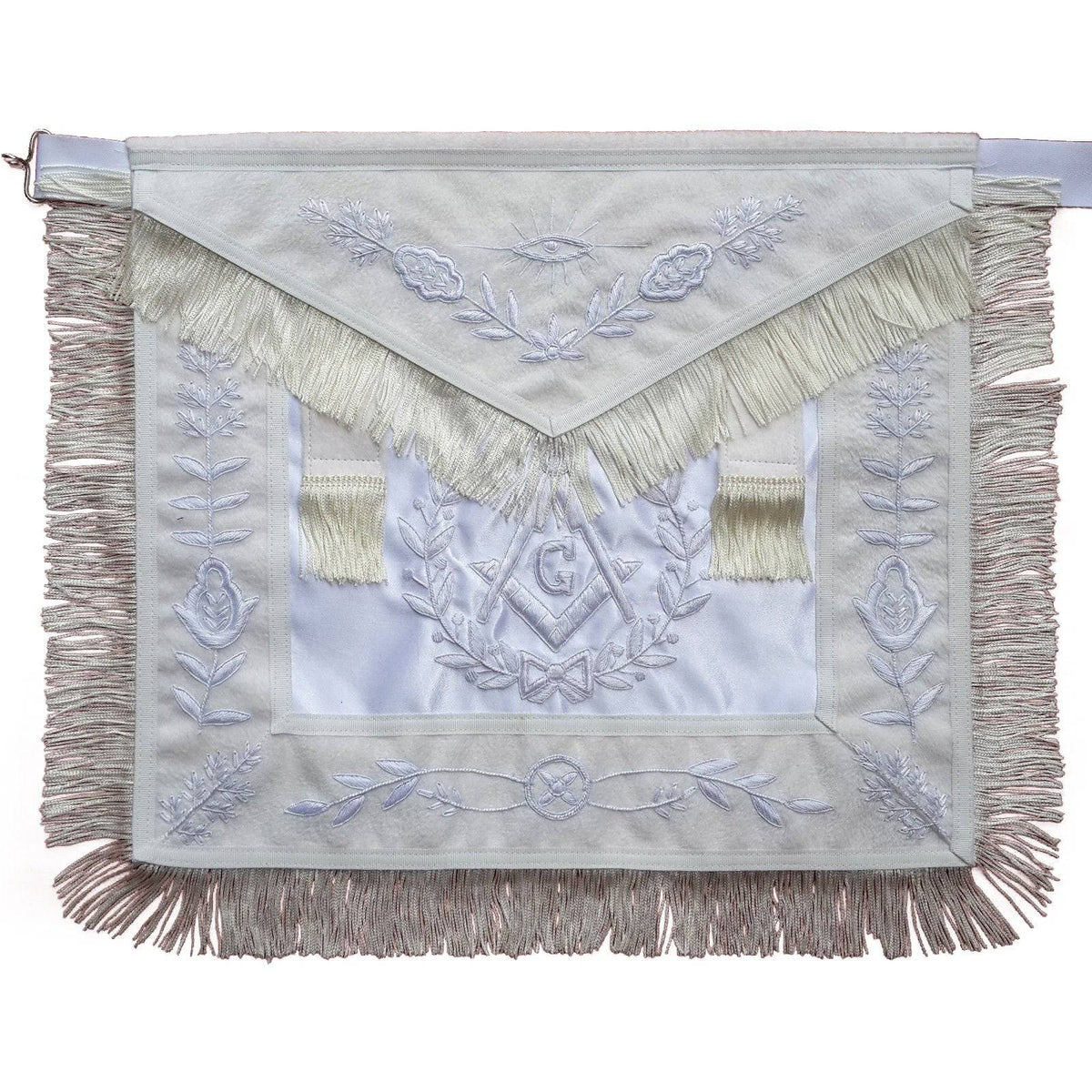 Master Mason Blue Lodge Apron - White Satin - Bricks Masons