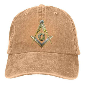 Master Mason Blue Lodge Baseball Cap - Compass and Square G Adjustable - Bricks Masons