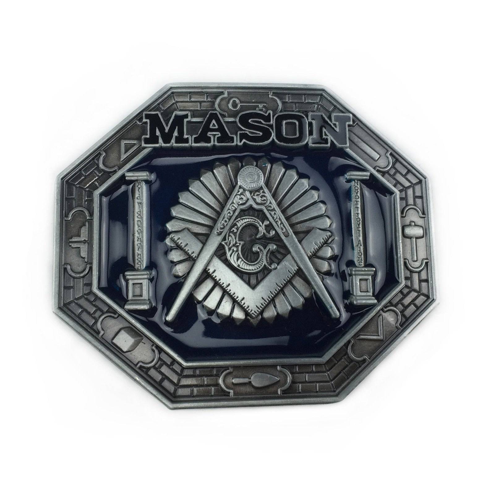 Master Mason Blue Lodge Belt Buckle - Square & Compass Lodge Mason Buckle - Bricks Masons
