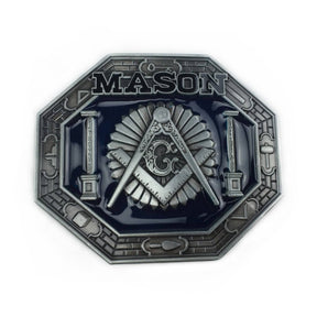 Master Mason Blue Lodge Belt Buckle - Square & Compass Lodge Mason Buckle - Bricks Masons