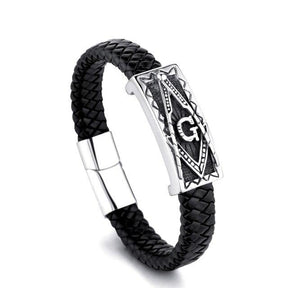 Master Mason Blue Lodge Bracelet - Braided Square & Compass Black - Bricks Masons