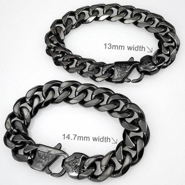 Master Mason Blue Lodge Bracelet - Cuban Link Plated Black/Gold/Silver - Bricks Masons