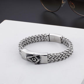Master Mason Blue Lodge Bracelet - Interlaced Stainless Steel - Bricks Masons