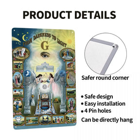 Master Mason Blue Lodge Canvas - Dark & Bronze Metal Sign Plaque - Bricks Masons