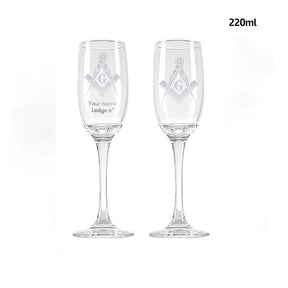 Master Mason Blue Lodge Champagne Flute - 2 Pieces Set - Bricks Masons