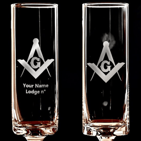 Master Mason Blue Lodge Champagne Flute - 2 Pieces Set - Bricks Masons