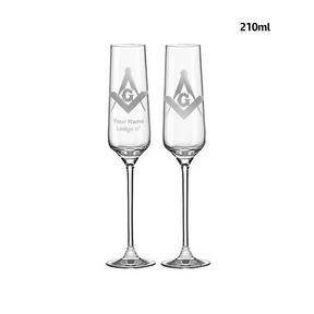 Master Mason Blue Lodge Champagne Flute - 2 Pieces Set - Bricks Masons