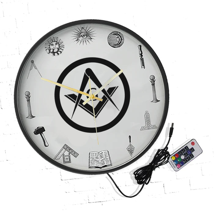 Master Mason Blue Lodge Clock - Frame with LED - Bricks Masons