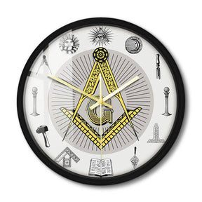 Master Mason Blue Lodge Clock - Golden Square and Compass G Digital LED - Bricks Masons