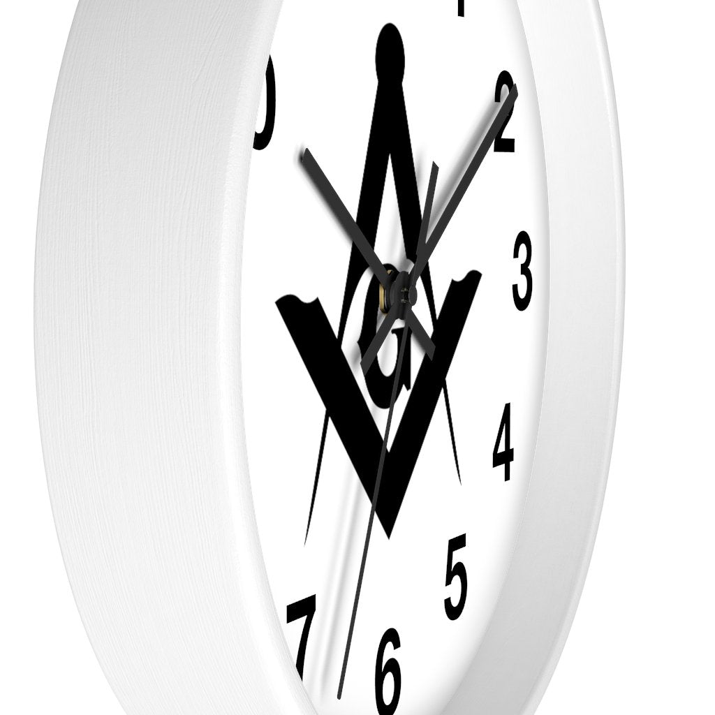 Master Mason Blue Lodge Clock - Wooden Frame Square & Compass G - Bricks Masons