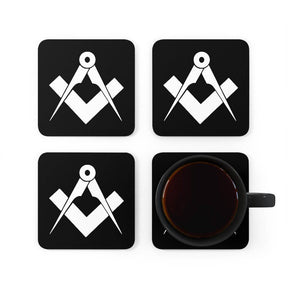 Master Mason Blue Lodge Coaster - 4 Pieces Square & Compass Set - Bricks Masons