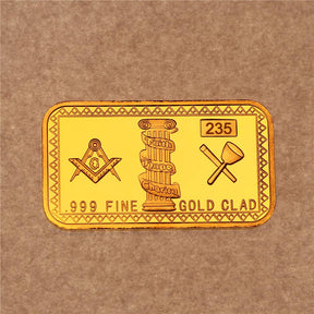 Master Mason Blue Lodge Commemorative Bar - Golden Bar 999 Fine Gold Clad - Bricks Masons