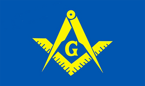 Master Mason Blue Lodge Flag - Blue & Yellow Square Compass - Bricks Masons