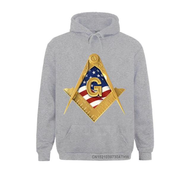 Master Mason Blue Lodge Hoodie - American USA Flag Square & Compass - Bricks Masons