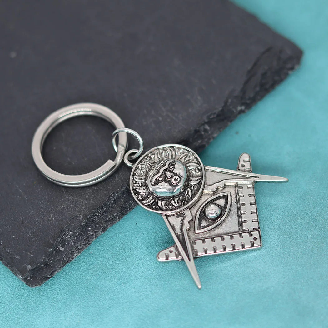 Master Mason Blue Lodge Keychain - All Seeing Eye - Bricks Masons
