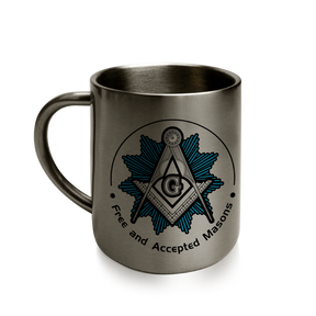 Master Mason Blue Lodge Mug - Stainless Steel Free And Accepted Masons Square & Compass G - Bricks Masons