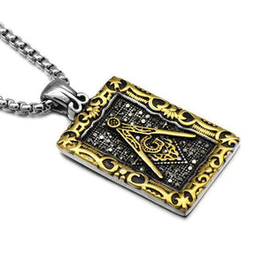 Master Mason Blue Lodge Necklace - Framed Motif (Gold/Silver) - Bricks Masons