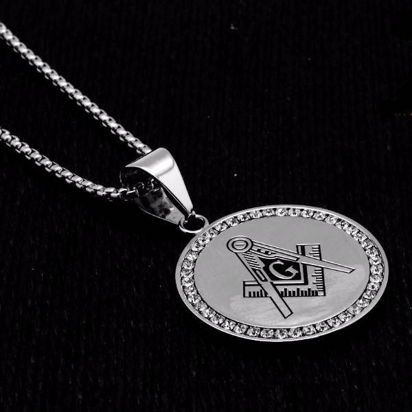 Master Mason Blue Lodge Necklace - IcedOut Gold & Silver - Bricks Masons