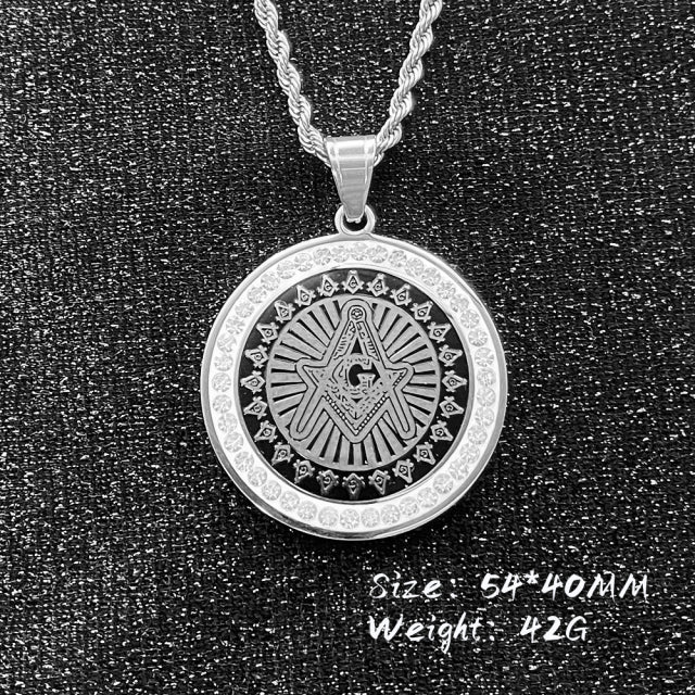Master Mason Blue Lodge Necklace - Square and Compass G Iced-Out Pendant (Gold/Silver) - Bricks Masons