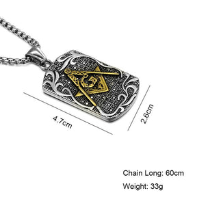 Master Mason Blue Lodge Necklace - Tag Motif [Gold & Silver] - Bricks Masons
