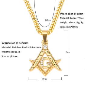 Master Mason Blue Lodge Necklace - Zirconia Stainless Steel - Bricks Masons