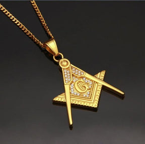 Master Mason Blue Lodge Necklace - Zirconia Stainless Steel - Bricks Masons