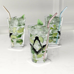 Master Mason Blue Lodge Pint Glass - 16oz Square & Compass - Bricks Masons