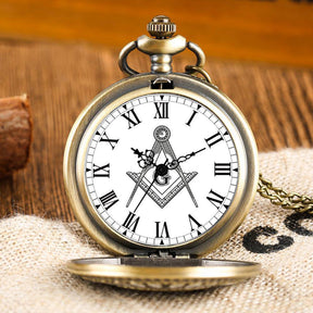 Master Mason Blue Lodge Pocket Watch - Square and Compass G - Bricks Masons
