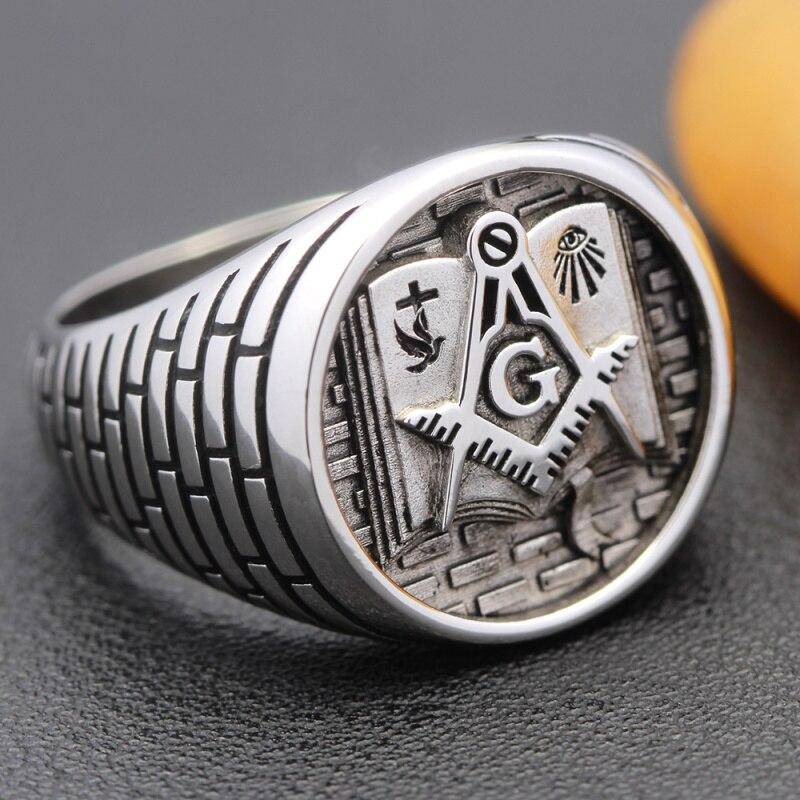 Master Mason Blue Lodge Ring - Bible Sterling Silver - Bricks Masons