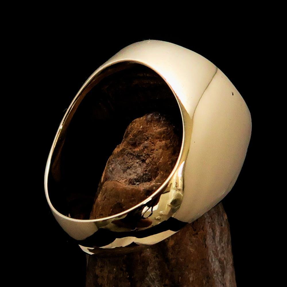 Master Mason Blue Lodge Ring - Gold & Red Brass With Skull Square and Compass - Bricks Masons