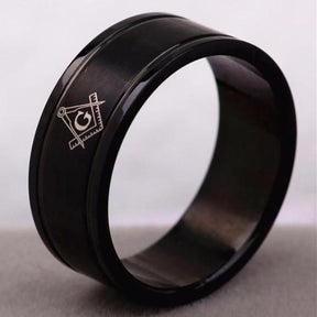 Master Mason Blue Lodge Ring - Le Baiser Black Stainless Steel - Bricks Masons
