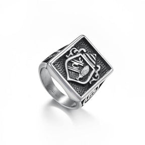 Master Mason Blue Lodge Ring - Silver Titanium Steel - Bricks Masons