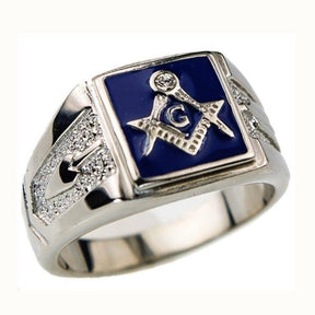 Master Mason Blue Lodge Ring - Square & Compass G  (Black/blue/red) - Bricks Masons