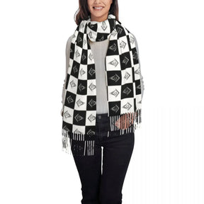 Master Mason Blue Lodge Scarf - Printed Checkered Pattern - Bricks Masons