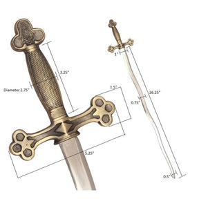 Master Mason Blue Lodge Sword - Snake Flaming Sword Square Compass With G and Golden Hilt - Bricks Masons