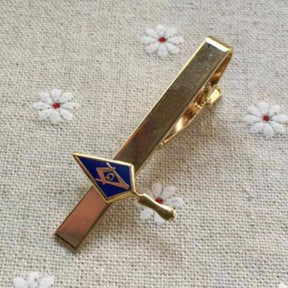 Master Mason Blue Lodge Tie Clip - Blue & Gold Trowel - Bricks Masons