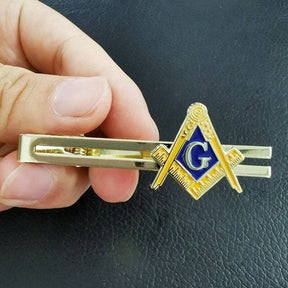 Master Mason Blue Lodge Tie Clip - Square & Compass - Bricks Masons