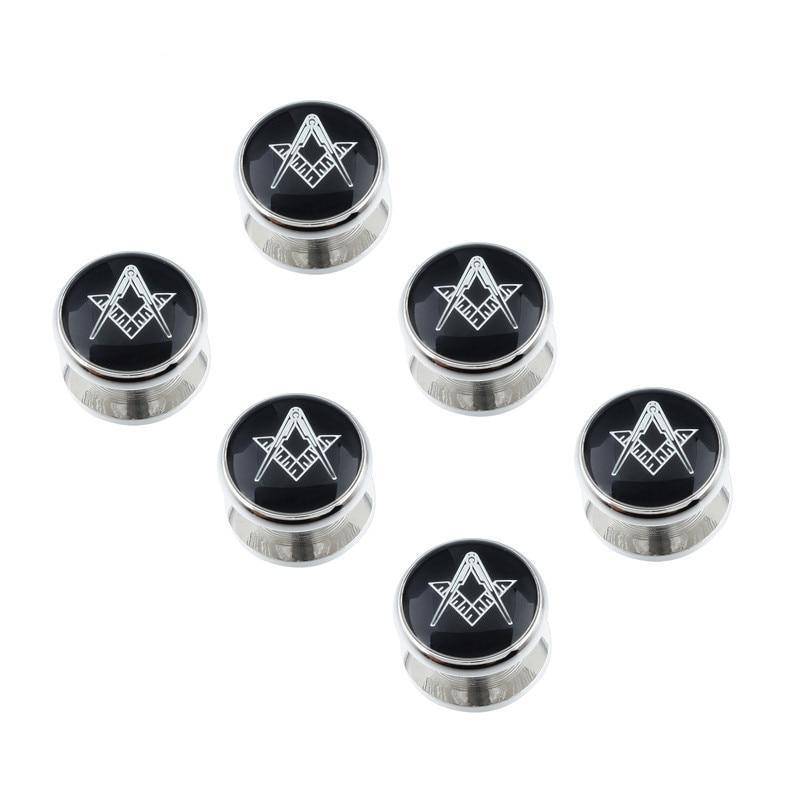 Master Mason Blue Lodge Tuxedo Stud - Black Enamel 6 Studs Set - Bricks Masons