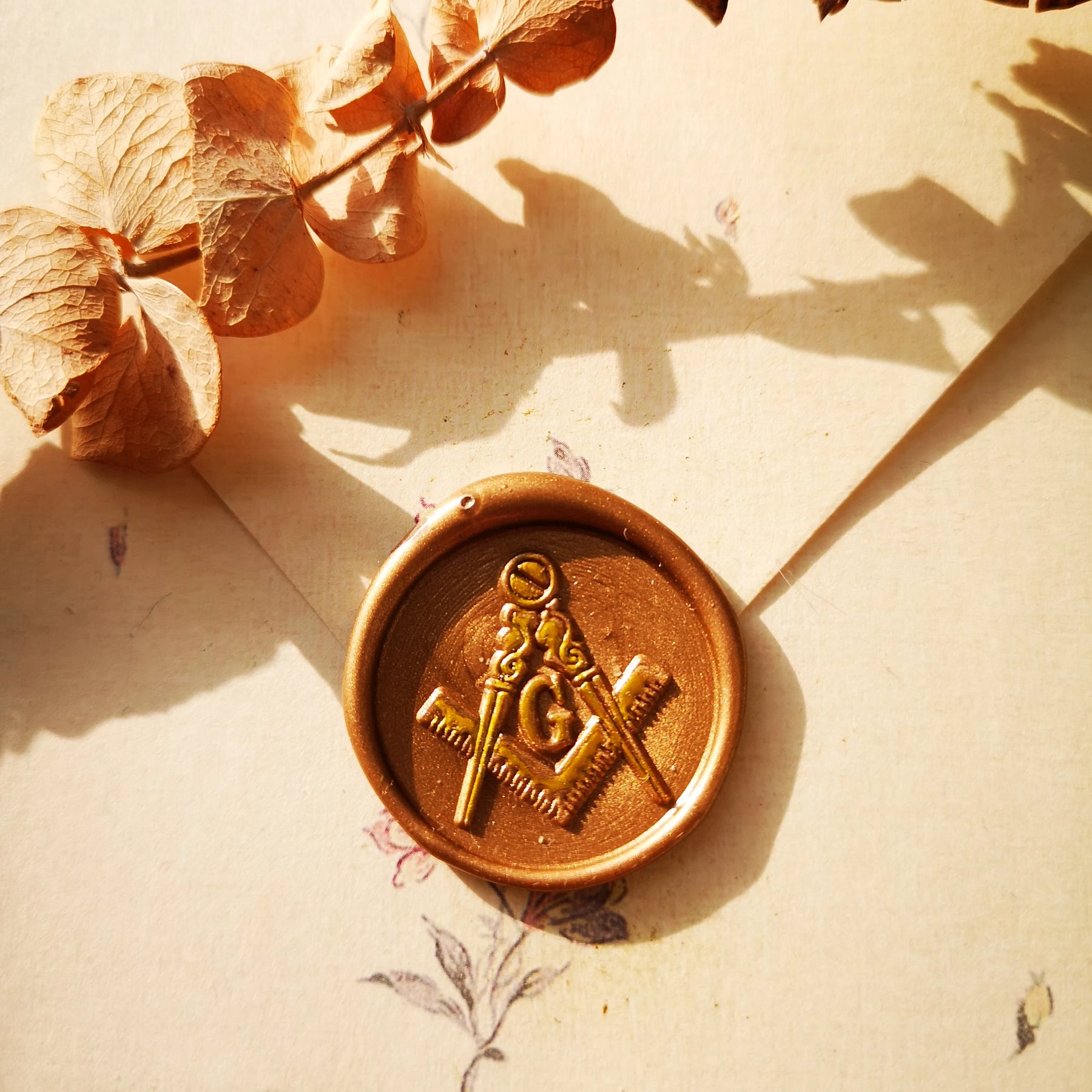 Master Mason Blue Lodge Wax Seal Stamp - Square & Compass G - Bricks Masons