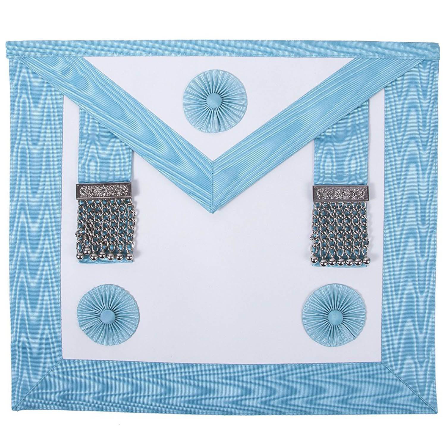 Master Mason Craft English Regulation Apron - White & Turquoise - Bricks Masons