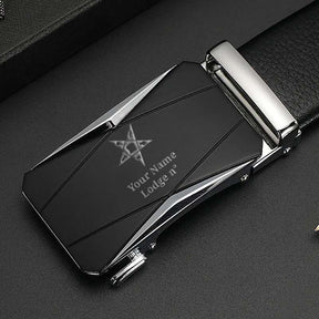 OES Belt - Black Leather - Bricks Masons