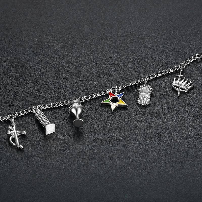 OES Bracelet - Stainless Steel Silver - Bricks Masons