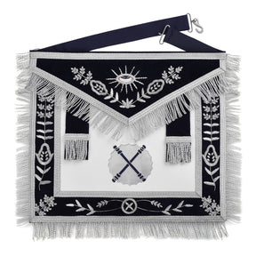 Officers Blue Lodge Officer Apron Set - Navy Velvet Machine Embroidery (Set of 14) - Bricks Masons