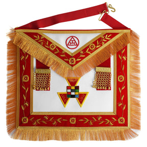 Past High Priest Royal Arch Chapter Apron - Red Velvet with Fringe Tassels - Bricks Masons