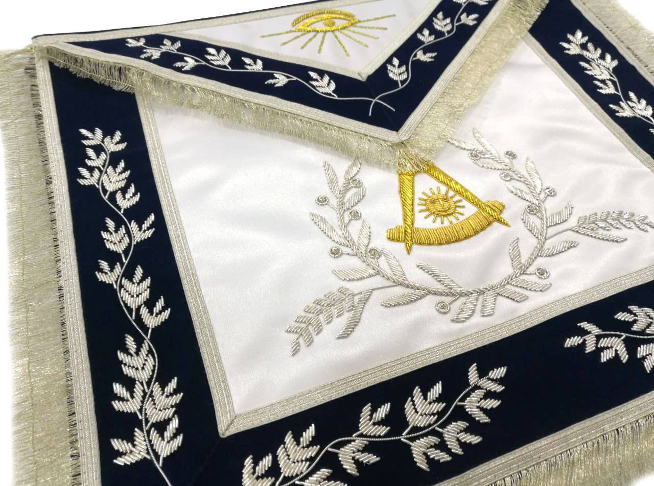 Past Master Blue Lodge Apron - Dark Blue Velvet - Bricks Masons