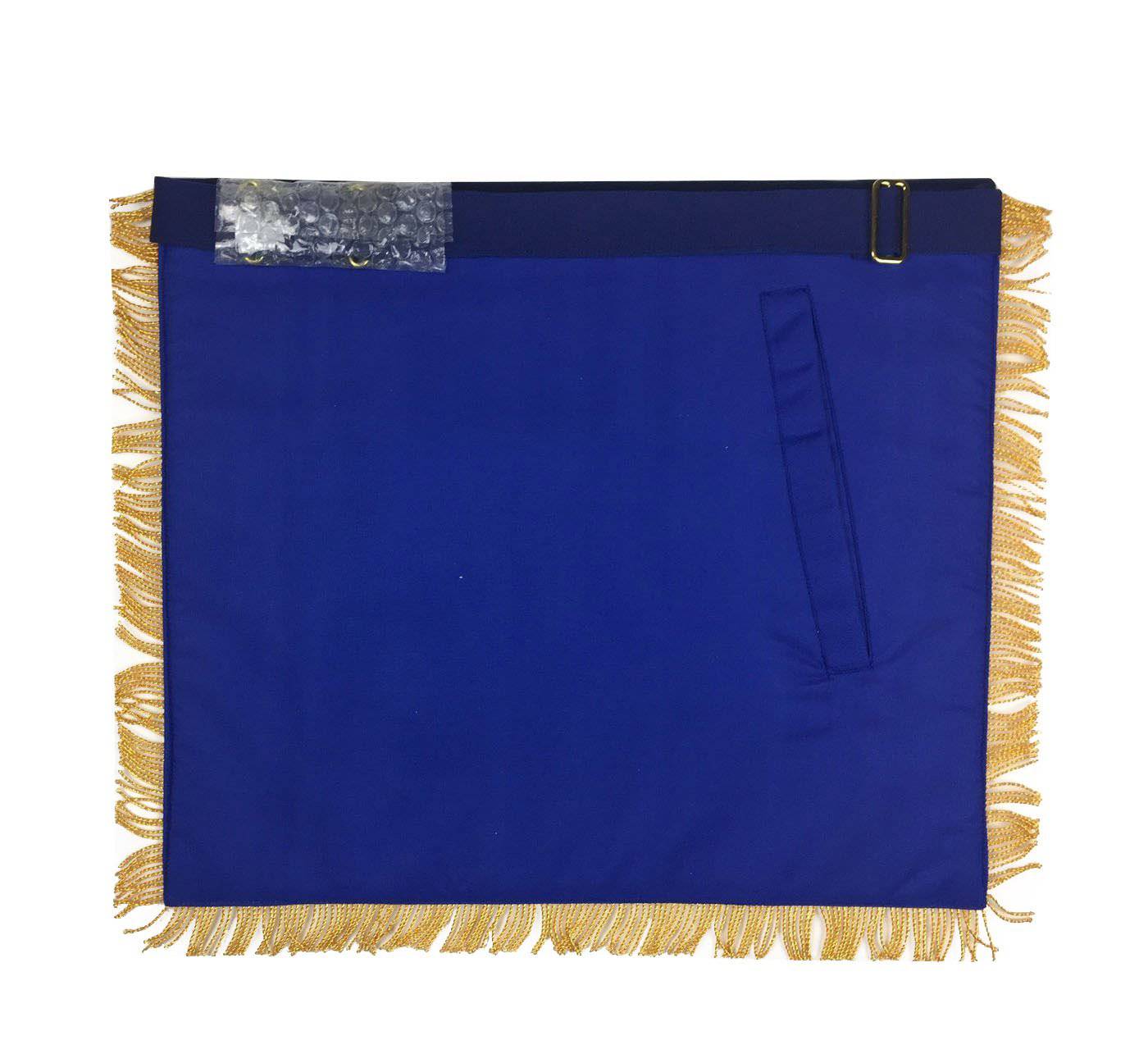 Past Master Blue Lodge Apron - Royal Navy Velvet with Gold Fringe - Bricks Masons